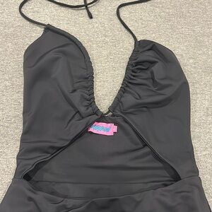 Edikted - Black Body suit with Cutout and Ties - Size S